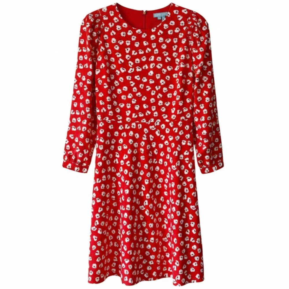 Draper James Fit and Flare 3/4 Sleeve Mini Dress Poppy Floral Red Size 8 EUC